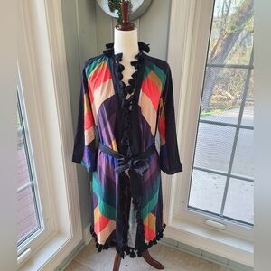 NWT FARM Rio Amanda Striped Linen Kimono Duster, Size Small